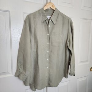 Villager Sport By Liz Claiborne Olive Green Button Down Women's Shirt Size XL